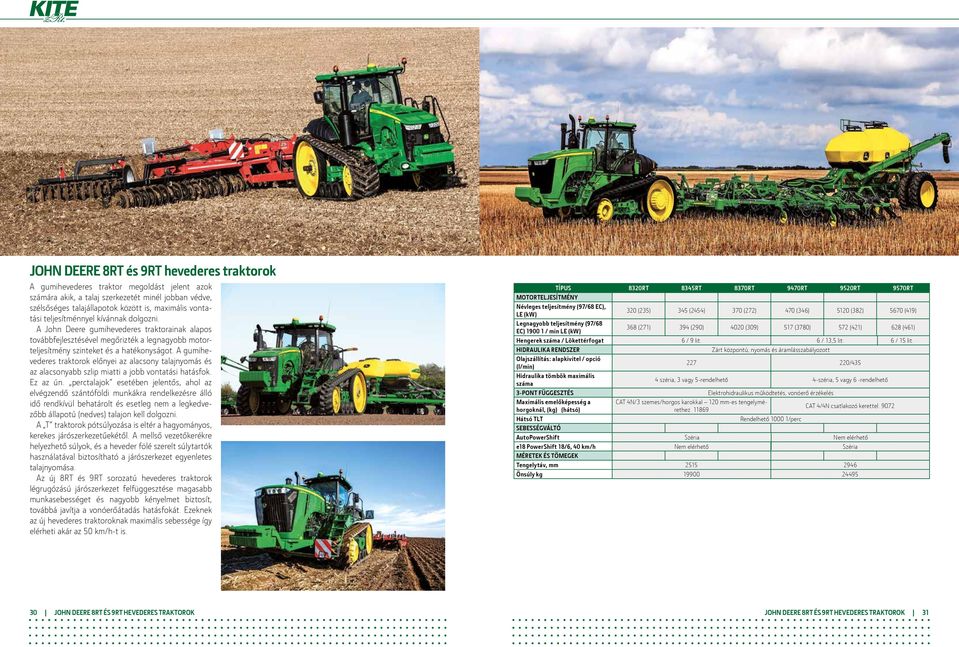 A gumihevederes traktorok előnyei az alacsony talajnyomás és az alacsonyabb szlip miatti a jobb vontatási hatásfok. Ez az ún.