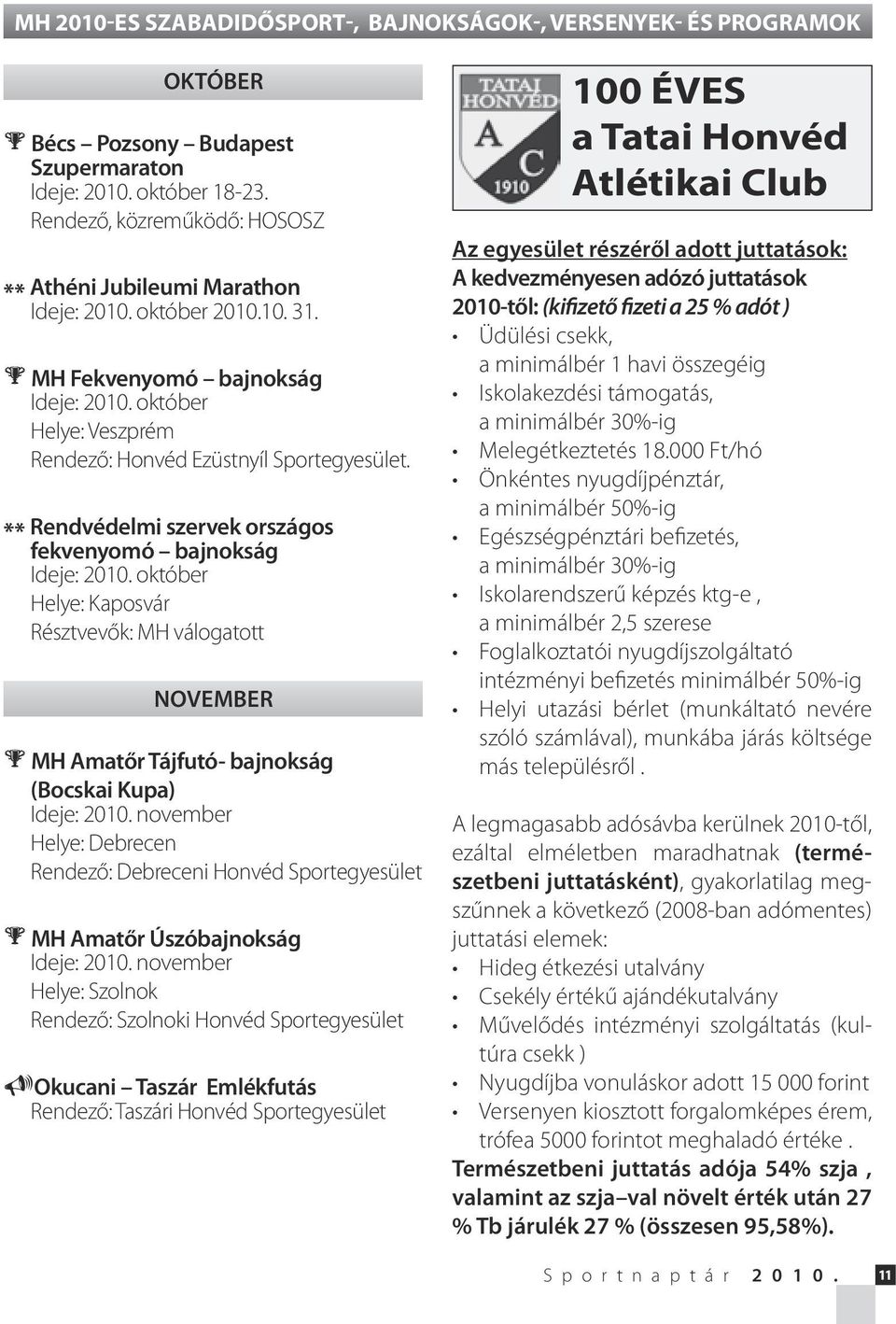 október Helye: Kaposvár Résztvevők: MH válogatott November MH Amatőr Tájfutó- bajnokság (Bocskai Kupa) Ideje: 2010.