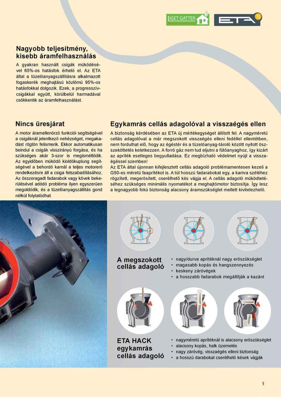 Nincs üresjárat A motor áramellenőrző funkciói segítségével a csigáknál jelentkező nehézséget, megakadást rögtön felismerik.