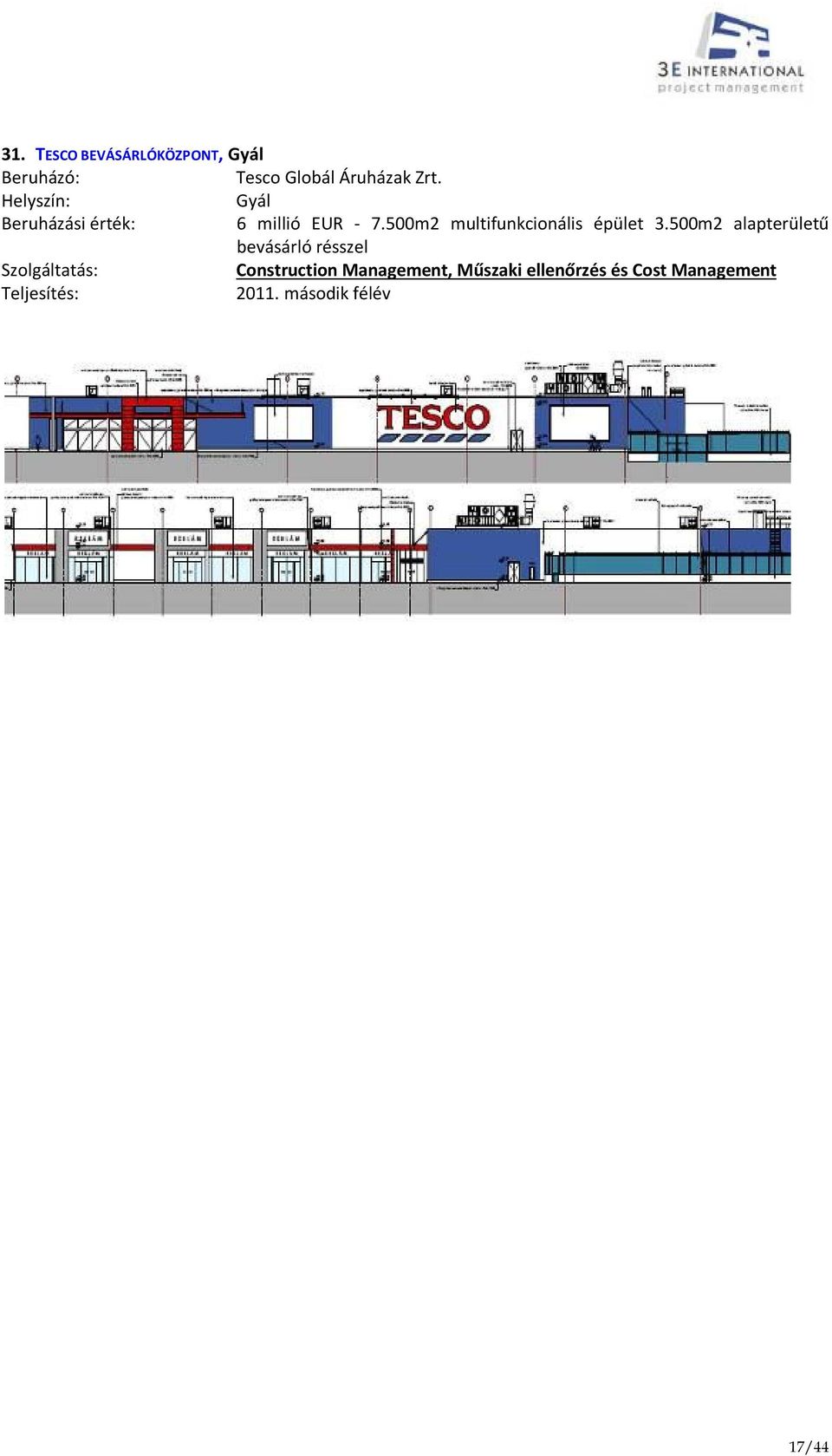 500m2 alapterületű bevásárló résszel Construction