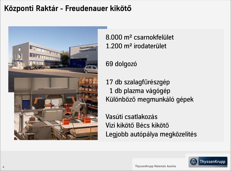 200 m² irodaterület 69 dolgozó 17 db szalagfűrészgép 1 db