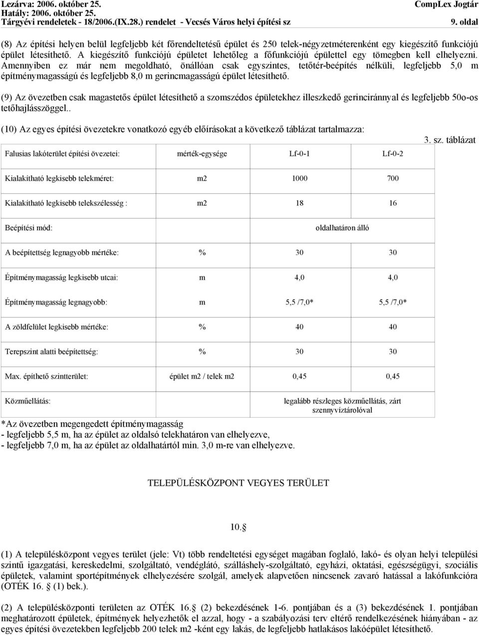 Amennyiben ez már nem megoldható, önállóan csak egyszintes, tetőtér-beépítés nélküli, legfeljebb 5,0 m építménymagasságú és legfeljebb 8,0 m gerincmagasságú épület létesíthető.
