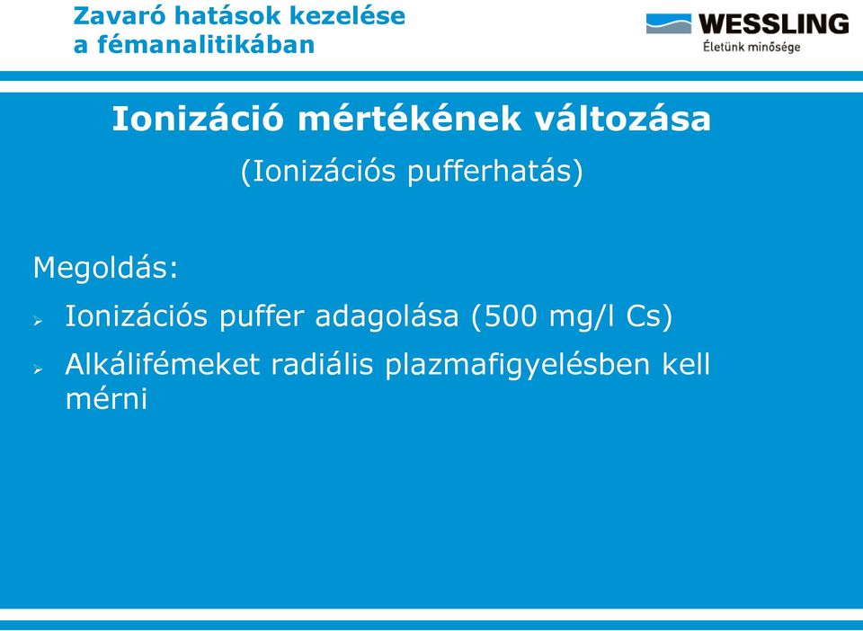 Ionizációs puffer adagolása (500 mg/l