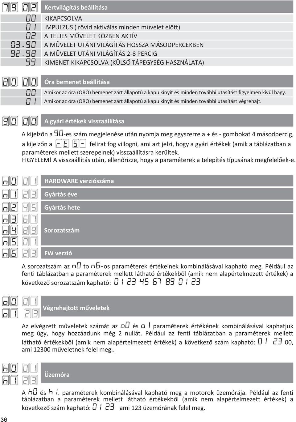 utasítást figyelmen kívül hagy. Amikor az óra (ORO) bemenet zárt állapotú a kapu kinyit és minden további utasítást végrehajt.