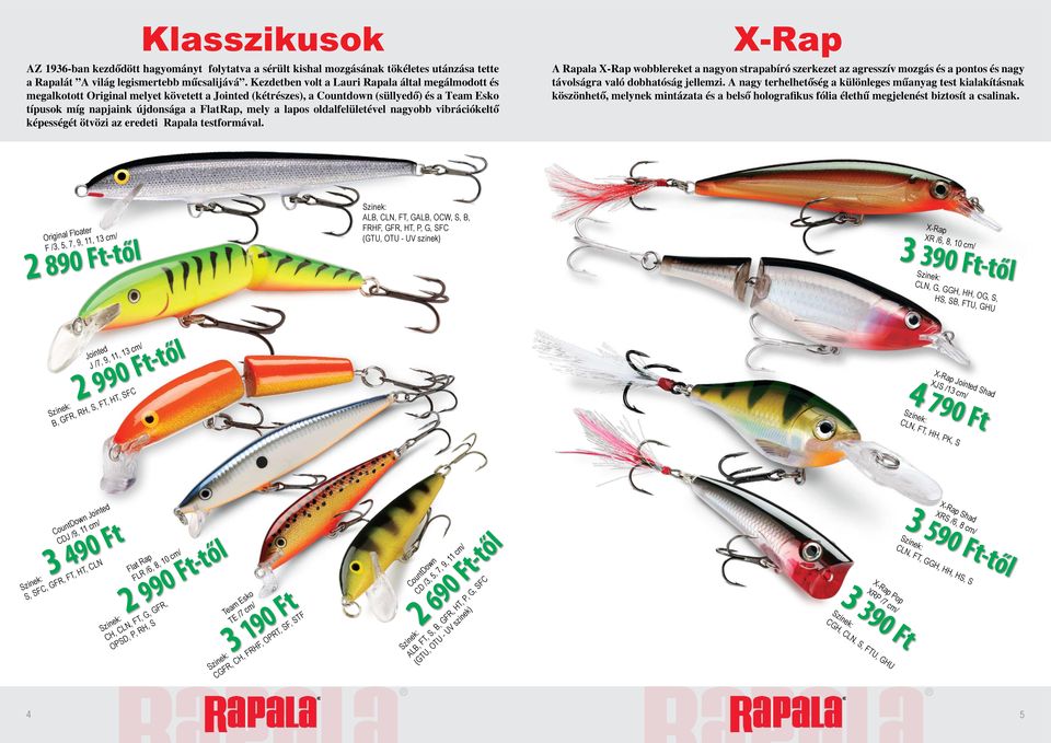 vibrációklő képsségé övözi az rdi Rapala sformával. X-Rap A Rapala X-Rap wobblrk a nagyon srapabíró szrkz az agrsszív mozgás és a ponos és nagy ávolságra való dobhaóság jllmzi.