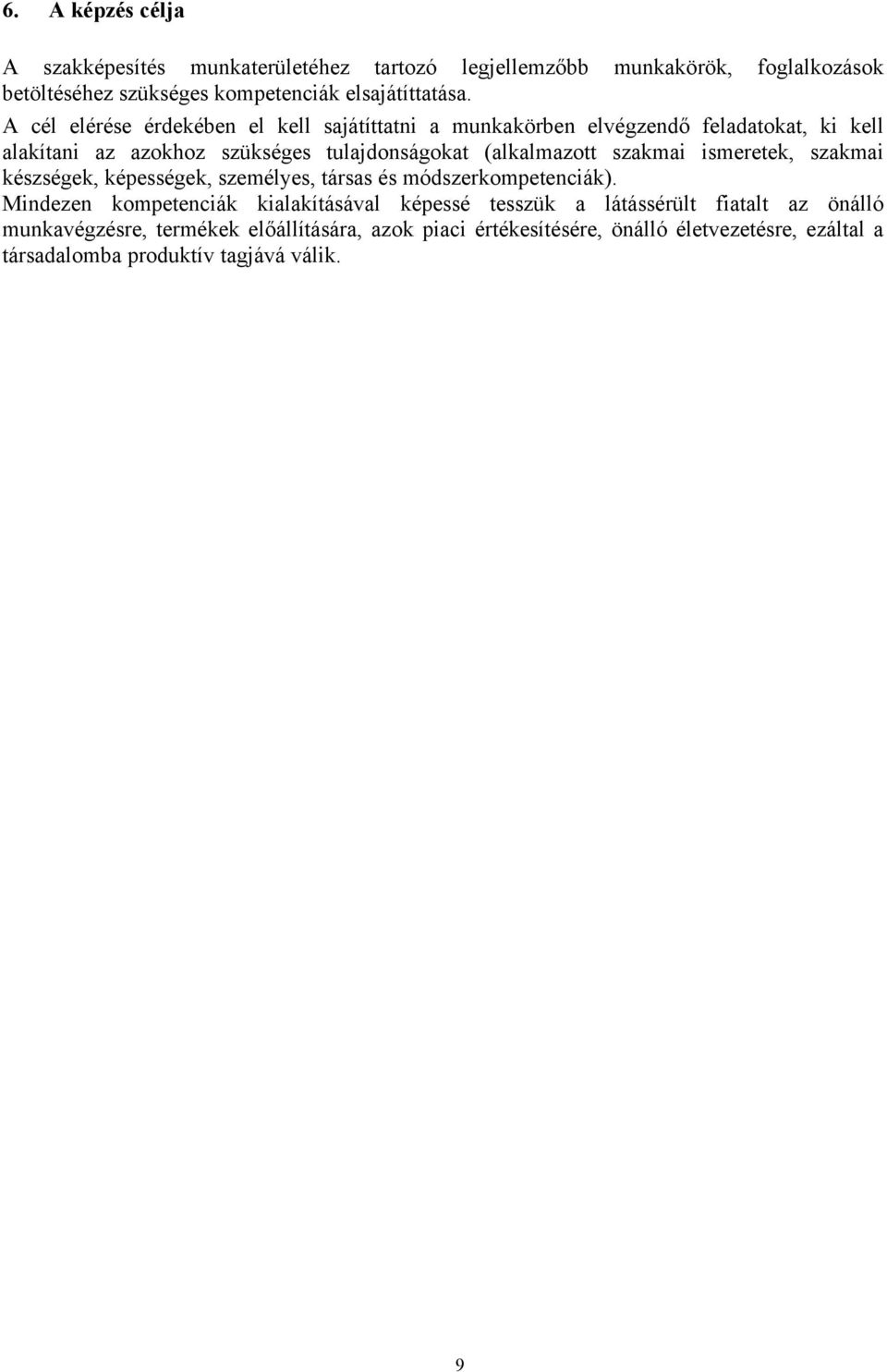 szakmai ismeretek, szakmai készségek, képességek, személyes, társas és módszerkompetenciák).