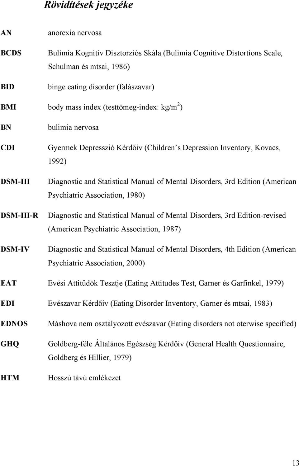 Disorders, 3rd Edition (American Psychiatric Association, 1980) Diagnostic and Statistical Manual of Mental Disorders, 3rd Edition-revised (American Psychiatric Association, 1987) Diagnostic and