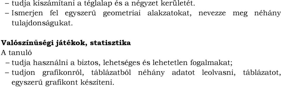 Valószínűségi játékok, statisztika A tanuló tudja használni a biztos, lehetséges és