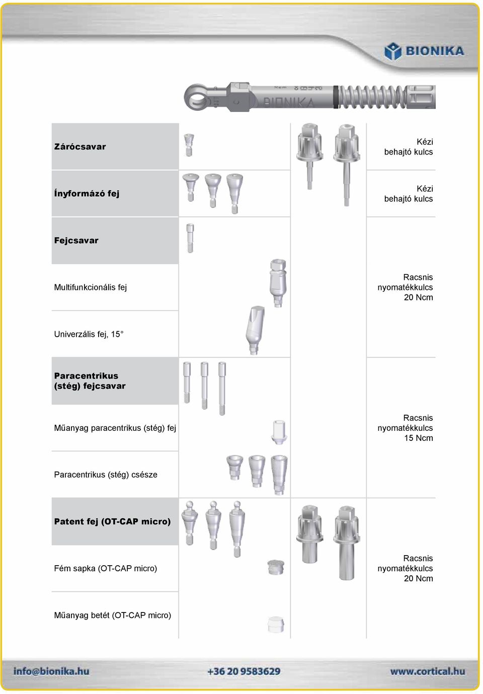 paracentrikus (stég) fej Racsnis nyomatékkulcs 15 Ncm Paracentrikus (stég) csésze Patent fej