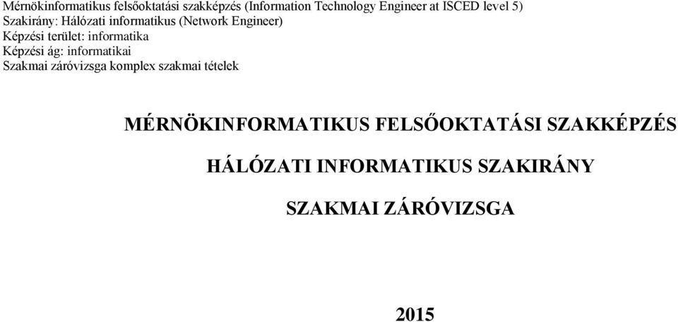 HÁLÓZATI INFORMATIKUS