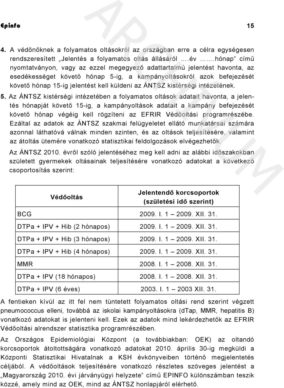 ÁNTSZ kistérségi intézetének. 5.