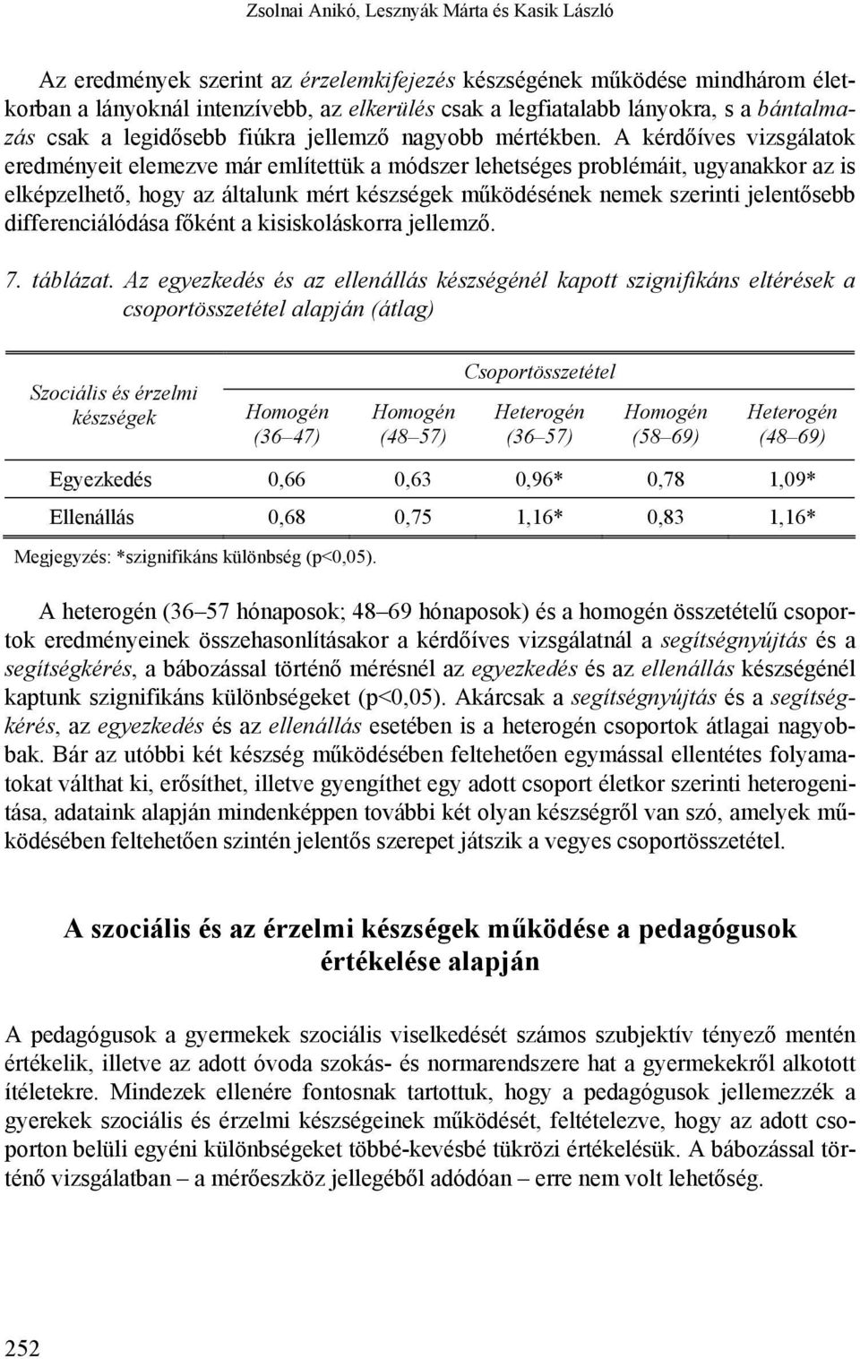 A kérdőíves vizsgálatok eredményeit elemezve már említettük a módszer lehetséges problémáit, ugyanakkor az is elképzelhető, hogy az általunk mért készségek működésének nemek szerinti jelentősebb