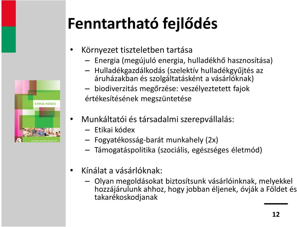 Munkáltatói és társadalmi szerepvállalás: Etikai kódex Fogyatékosság-barát munkahely (2x) Támogatáspolitika (szociális, egészséges életmód)