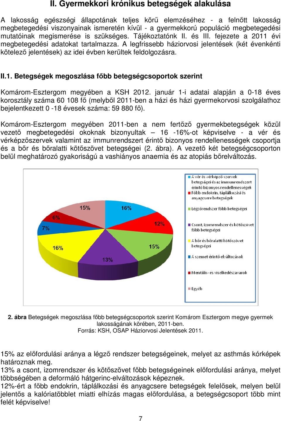 A legfrissebb háziorvosi jelentések (két évenkénti kötelező jelentések) az idei évben kerültek feldolgozásra. II.1.