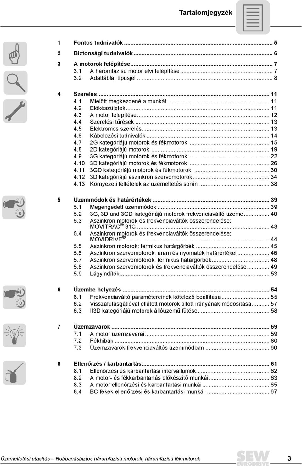 7 2G kategóriájú motorok és fékmotorok... 15 4.8 2D kategóriájú motorok... 19 4.9 3G kategóriájú motorok és fékmotorok... 22 4.10 3D kategóriájú motorok és fékmotorok... 26 4.