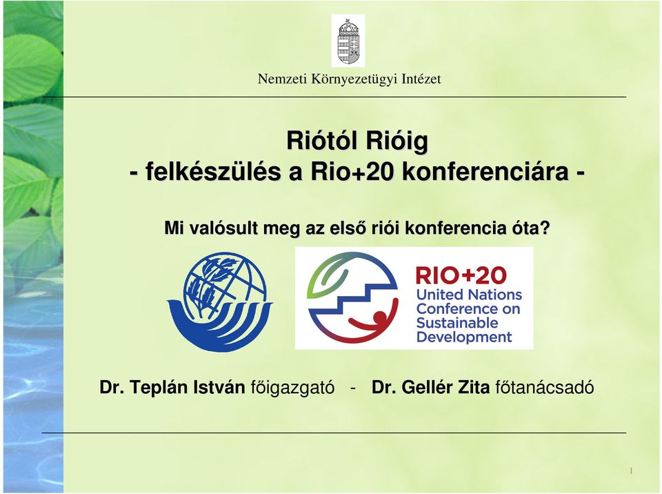 az első riói i konferencia óta? Dr.