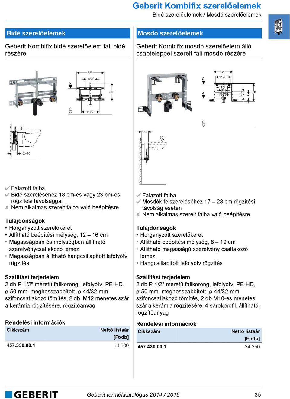 szerelõelemek Mosdó szerelőelemek Geberit Kombifix mosdó szerelőelem álló csapteleppel szerelt fali mosdó részére X 55 2 18/23 36 1 C A 35 17-28 15 3 7 6 5 5 33 5 5 5 7 8-37 8-19 85 1 12 16 Falazott