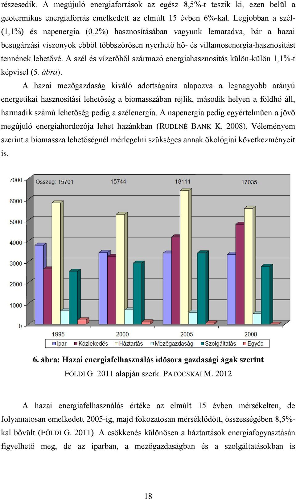 A szél és vízerőből származó energiahasznosítás külön-külön 1,1%-t képvisel (5. ábra).