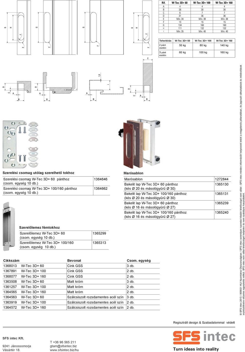 egység 10 db.) 1364646 1364662 1365299 1365313 Marósablon Cikkszám Bevonat Csom. egység 1368013 W-Tec 3D+ 60 Cink GSS 3 db. 1367891 W-Tec 3D+ 100 Cink GSS 2 db. 1368077 W-Tec 3D+ 160 Cink GSS 2 db.