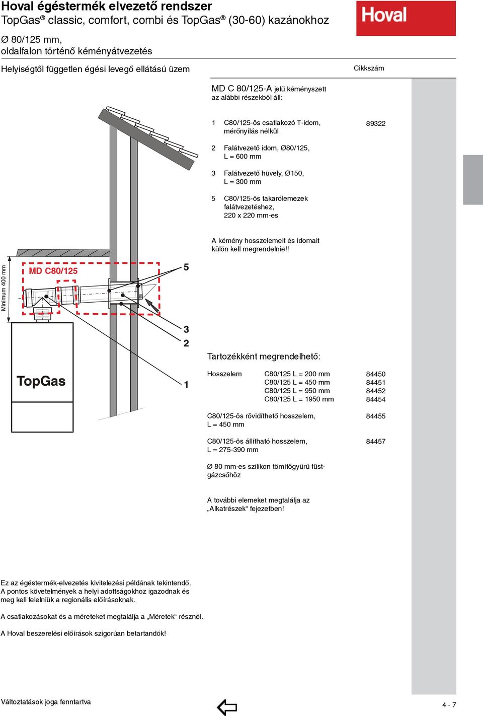 220 mm-es A kémény hosszelemeit és idomait külön kell megrendelnie!