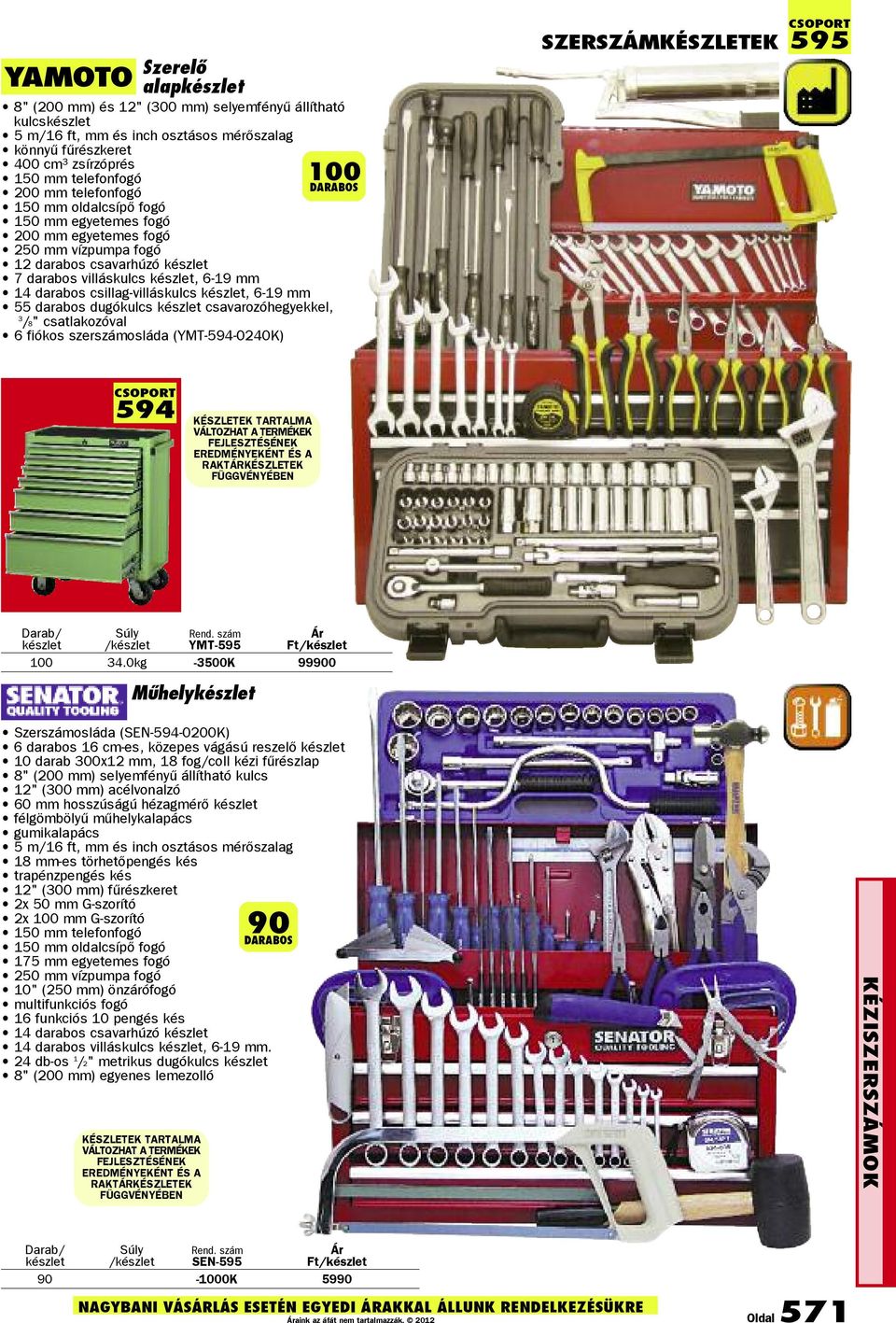 dugókulcs készlet csavarozóhegyekkel, 3 /8" csatlakozóval 6 fiókos szerszámosláda (YMT-594-0240K) szerszámkészletek csoport 595 csoport 594 KÉSZLETEK TARTALMA VÁLTOZHAT A TERMÉKEK FEJLESZTÉSÉNEK