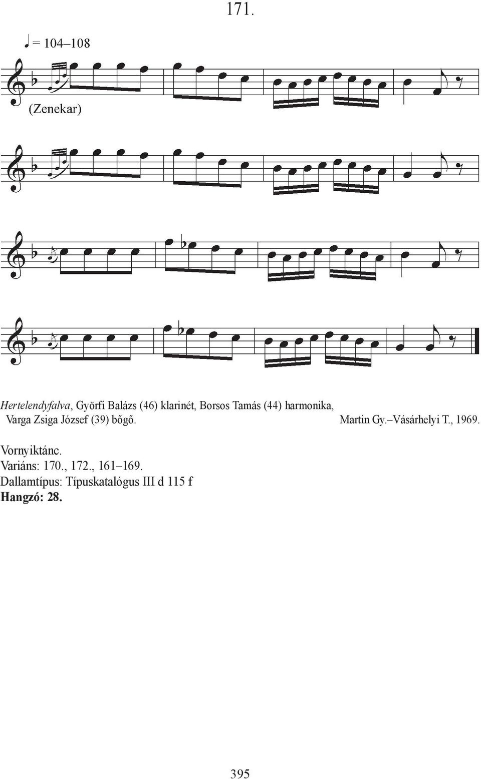 Martin Gy. Vásárhelyi T., 1969. Vornyiktánc. Variáns: 170.