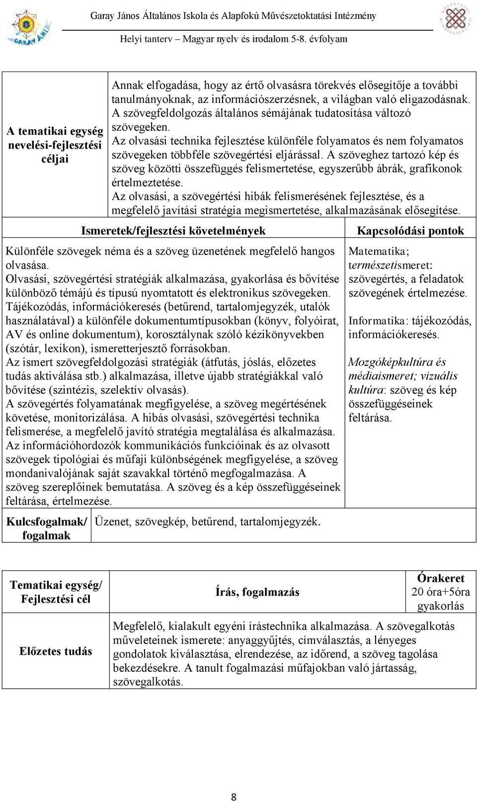 A szöveghez tartozó kép és szöveg közötti összefüggés felismertetése, egyszerűbb ábrák, grafikonok értelmeztetése.