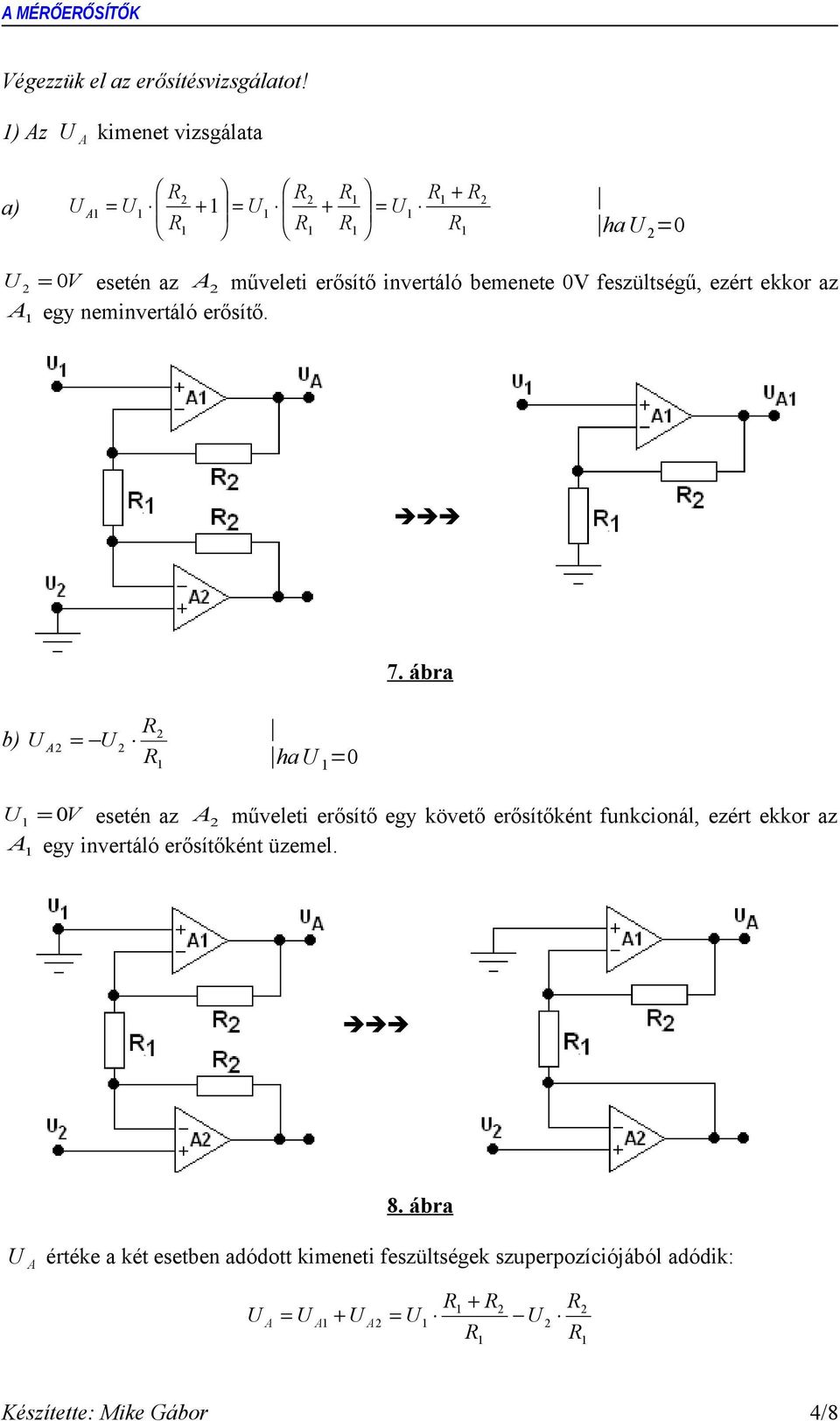 ekkor az egy neminvertáló erősítő. 7.