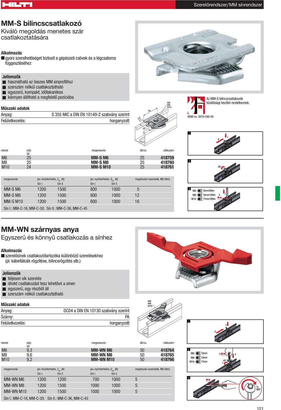 menet súly megnevezés db/cs. cikkszám M6 25 MM-S M6 25 418759 M8 25 MM-S M8 25 418760 M10 24 MM-S M10 25 418761 megnevezés jav. húzóterhelés, Z jav. (N) jav. nyíróterhelés, Q jav.