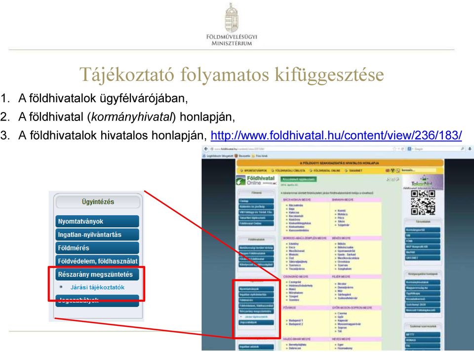 A földhivatal (kormányhivatal) honlapján, 3.
