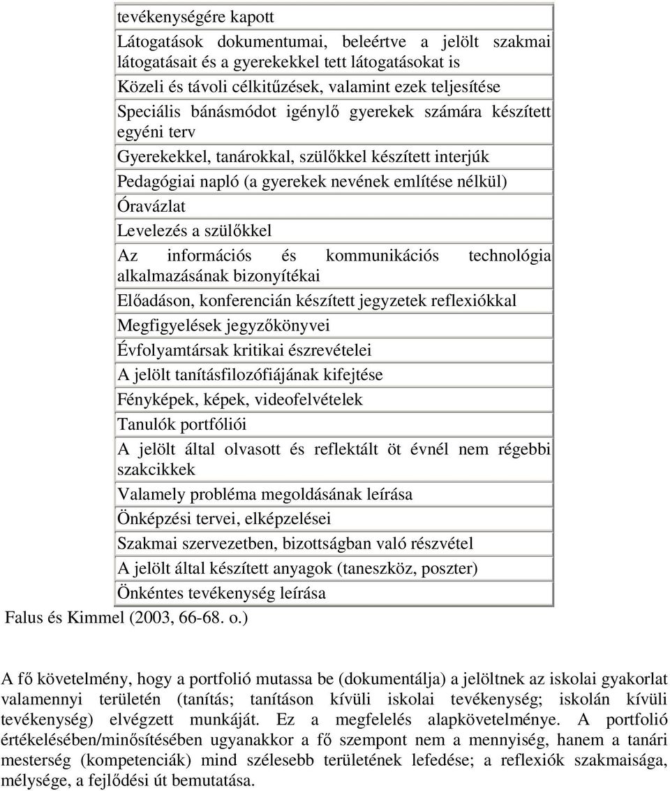 Az információs és kommunikációs technológia alkalmazásának bizonyítékai Elıadáson, konferencián készített jegyzetek reflexiókkal Megfigyelések jegyzıkönyvei Évfolyamtársak kritikai észrevételei A