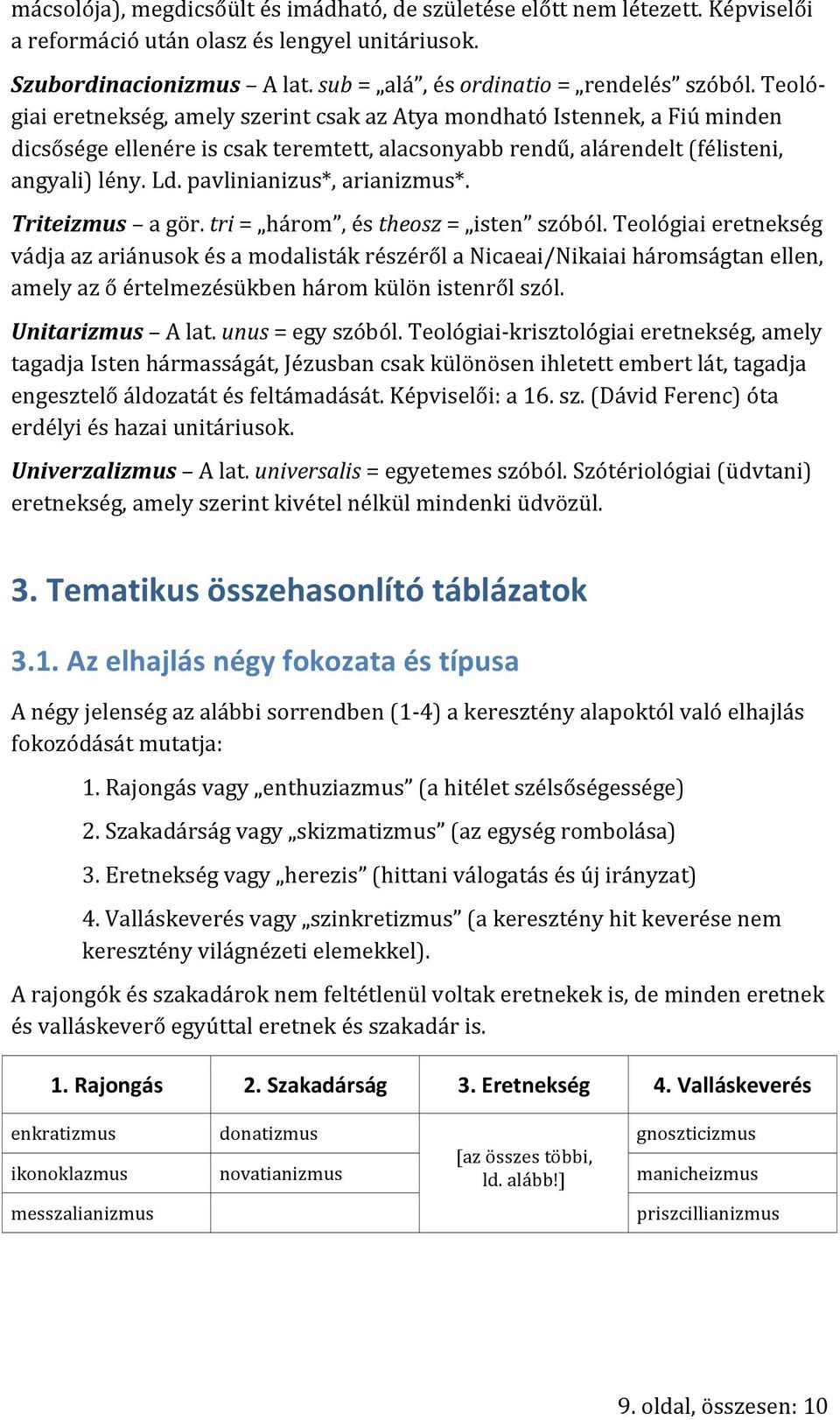 pavlinianizus*, arianizmus*. Triteizmus a gör. tri = három, és theosz = isten szóból.