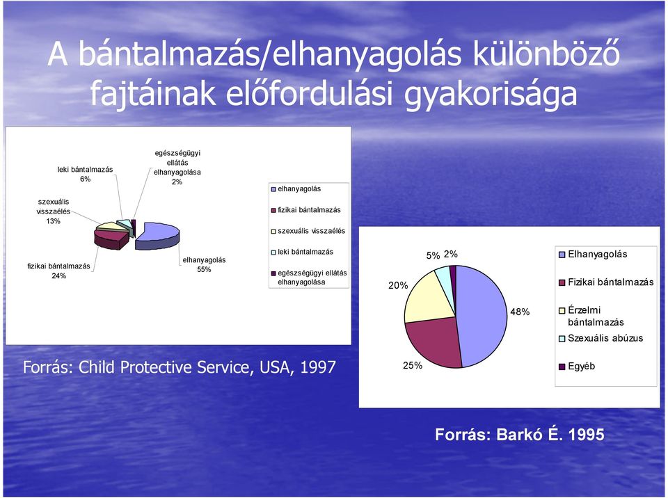 24% elhanyagolás 55% leki bántalmazás egészségügyi ellátás elhanyagolása 20% 5% 2% Elhanyagolás Fizikai bántalmazás