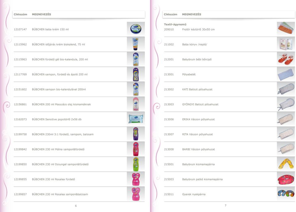 200 ml Masszázs olaj kismamáknak 213003 GYÖNGYI Batiszt pólyahuzat 12162073 BÜBCHEN Sensitive popsitörlő 2x56 db 213006 ERIKA Vászon pólyahuzat 12199758 BÜBCHEN 230ml 3:1 fürdető, sampom, balzsam