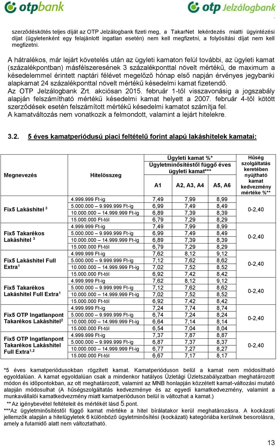 A hátralékos, már lejárt követelés után az ügyleti kamaton felül további, az ügyleti kamat (százalékpontban) másfélszeresének 3 százalékponttal növelt mértékű, de maximum a késedelemmel érintett