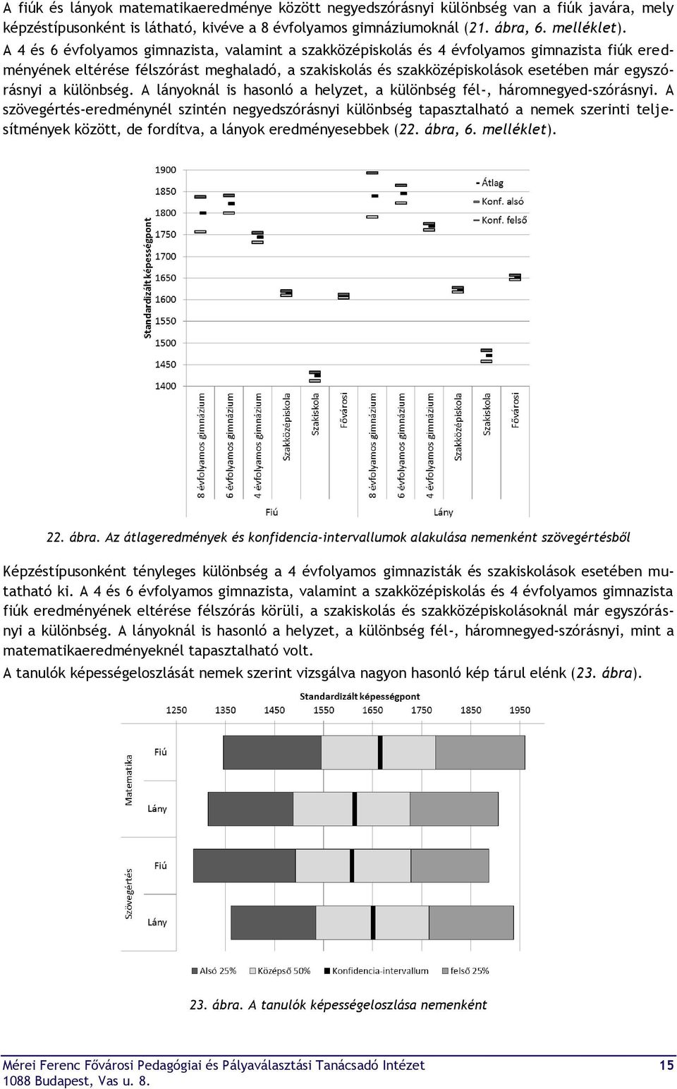 különbség. A lányoknál is hasonló a helyzet, a különbség fél-, háromnegyed-szórásnyi.