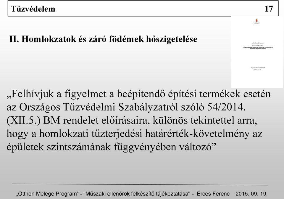 építési termékek esetén az Országos Tűzvédelmi Szabályzatról szóló 54