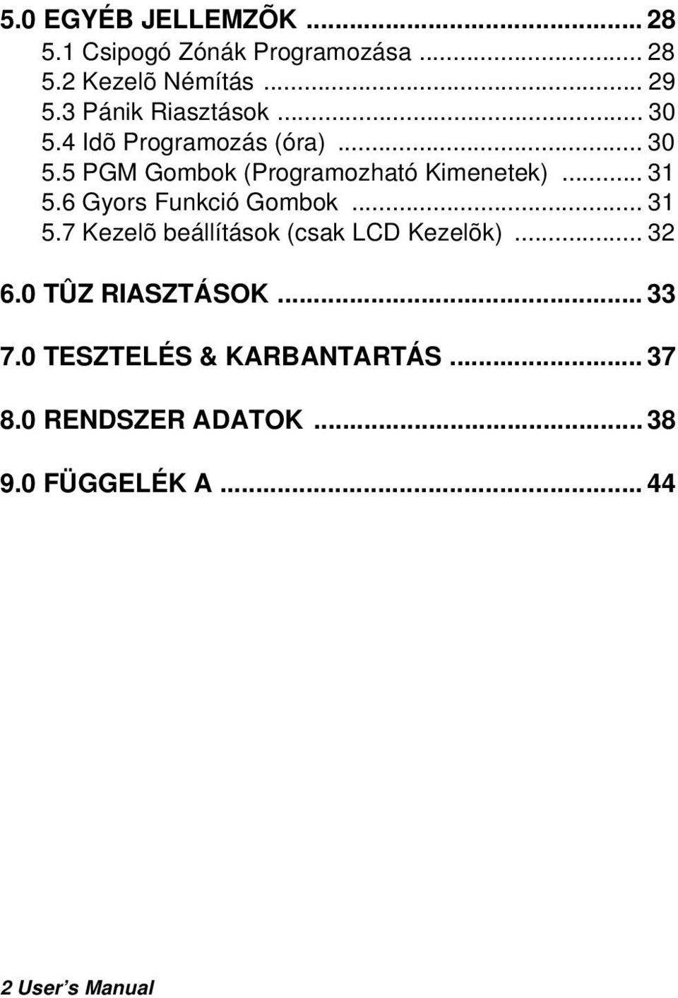 .. 31 5.6 Gyors Funkció Gombok... 31 5.7 Kezelõ beállítások (csak LCD Kezelõk)... 32 6.