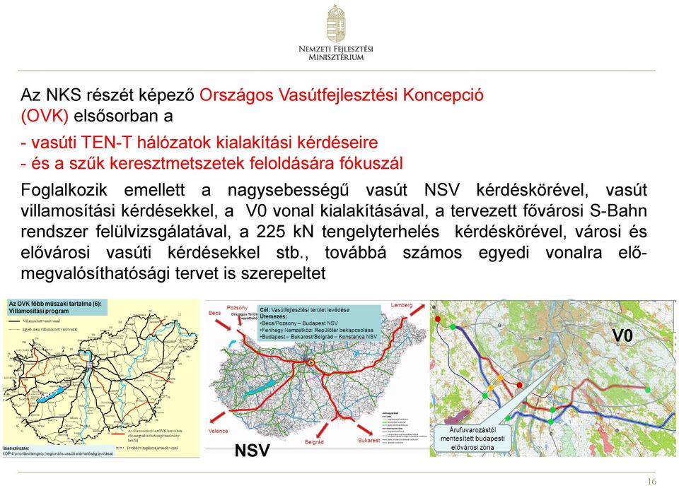 kérdésekkel, a V0 vonal kialakításával, a tervezett fővárosi S-Bahn rendszer felülvizsgálatával, a 225 kn tengelyterhelés