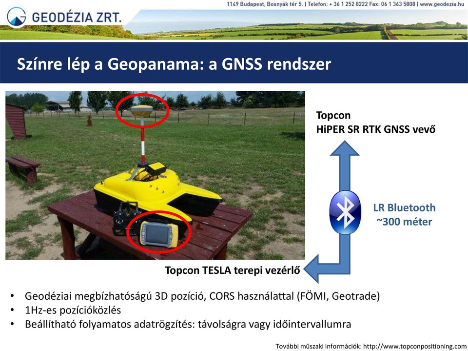 használattal (FÖMI, Geotrade) 1Hz-es pozícióközlés Beállítható folyamatos