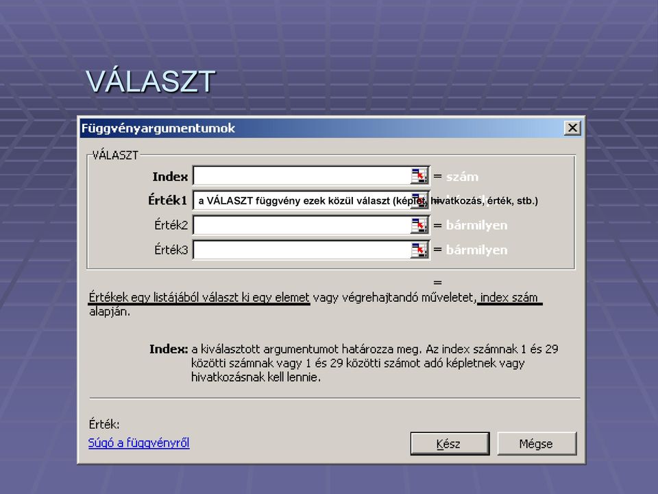 választ (képlet,