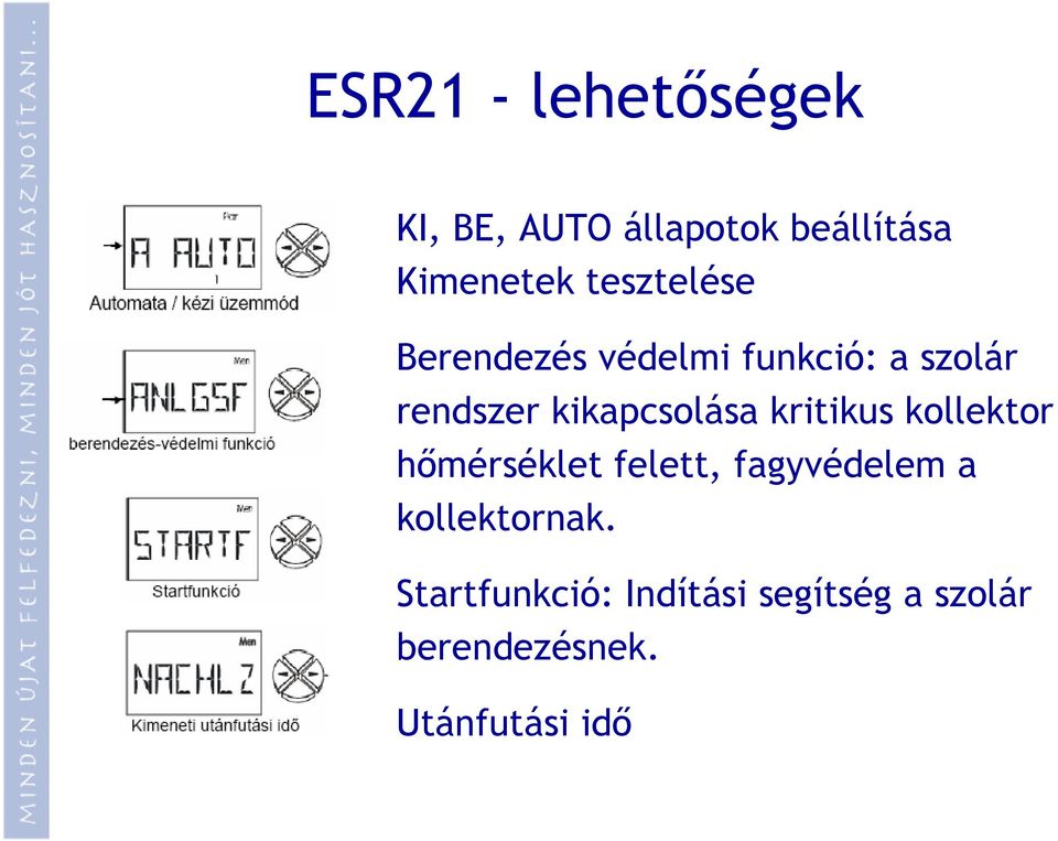 kikapcsolása kritikus kollektor hőmérséklet felett, fagyvédelem a