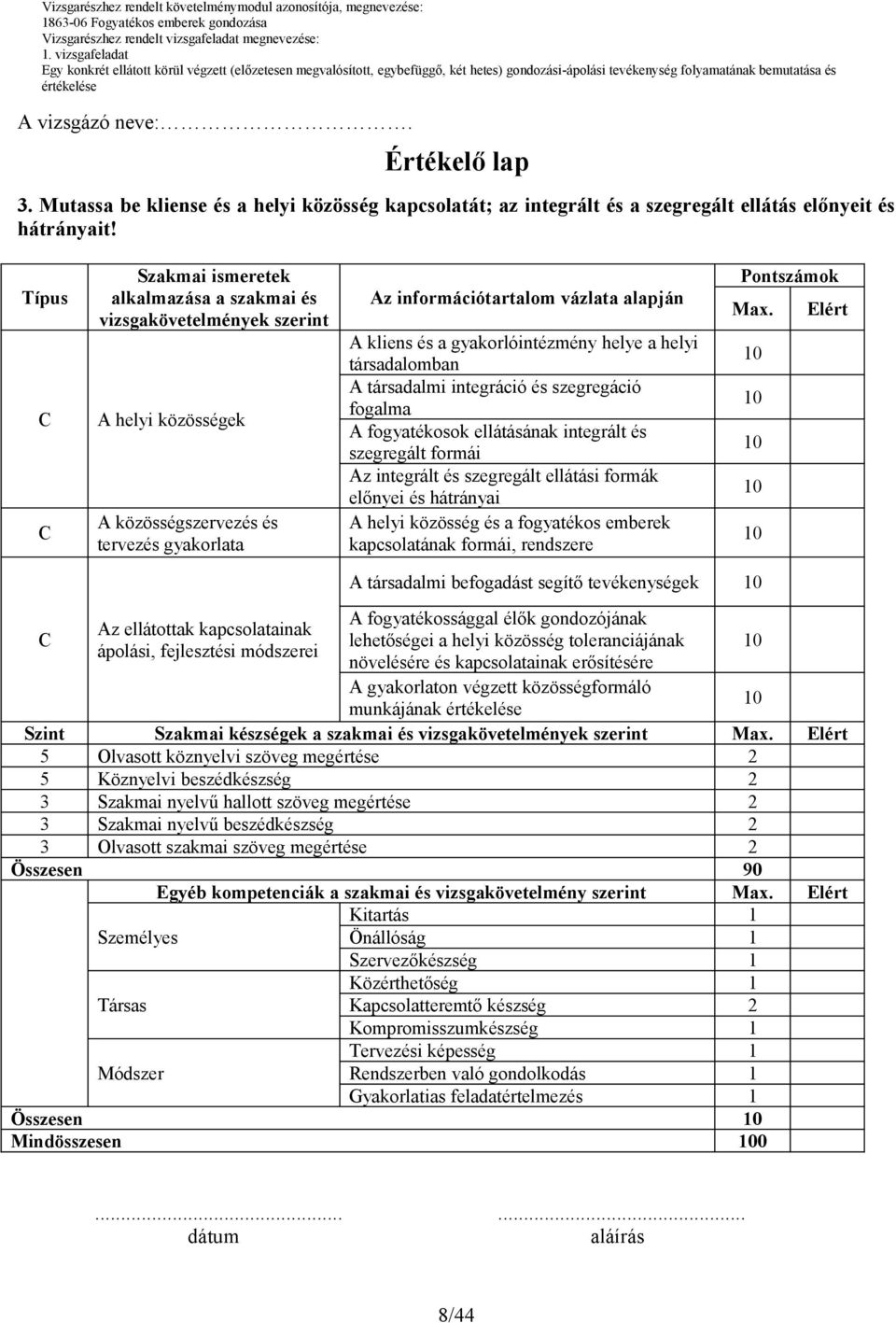 gyakorlóintézmény helye a helyi társadalomban A társadalmi integráció és szegregáció fogalma A fogyatékosok ellátásának integrált és szegregált formái Az integrált és szegregált ellátási formák