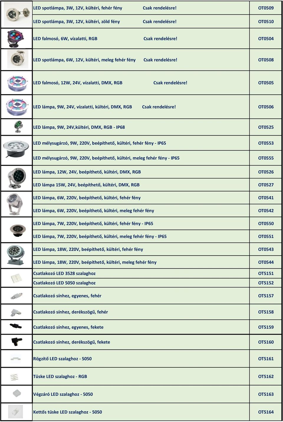 OT0505 LED lámpa, 9W, 24V, vízalatti, kültéri, DMX, RGB Csak rendelésre!