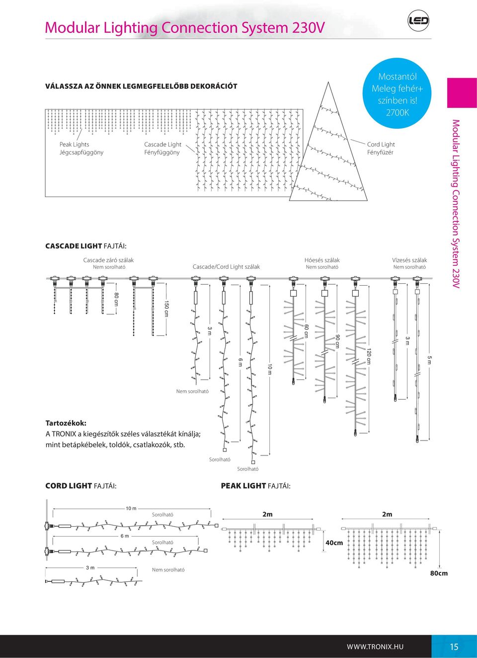 Light Fényfüzér Vízesés szálak Nem sorolható Modular Lighting Connection System 230V 150 cm 80 cm 3 m 90 cm 60 cm 3 m 5 m 120 cm 10 5 6 m 6 5 m Nem sorolható Tartozékok: A