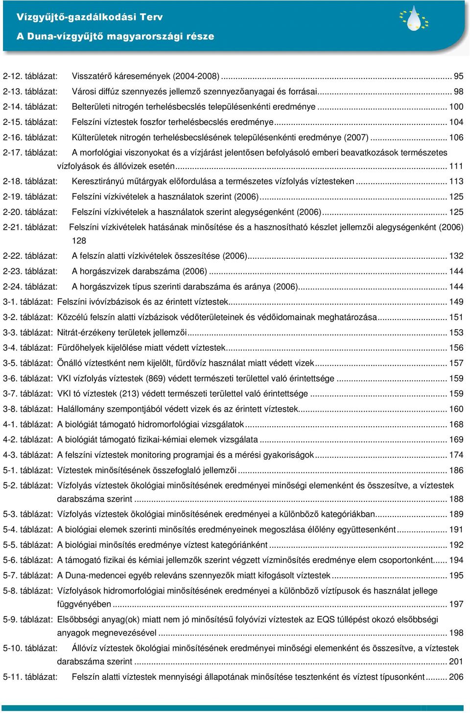 táblázat: Külterületek nitrogén terhelésbecslésének településenkénti eredménye (2007)... 106 2-17.