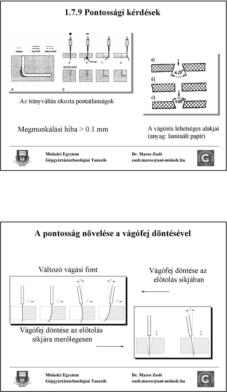 vágófej döntésével Változó vágási font α α 1 2 1 2 α α Vágófej döntése az előtolás