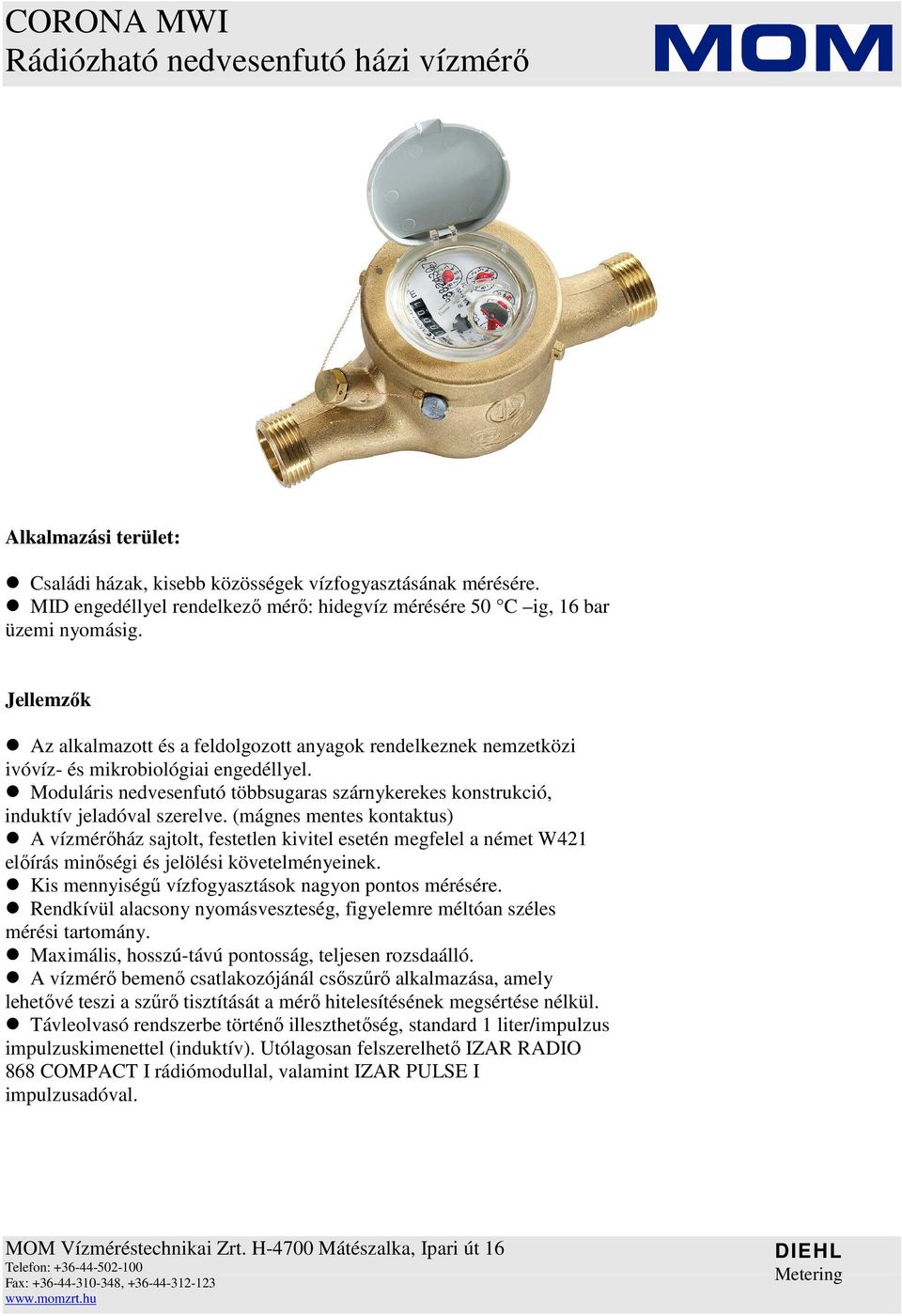 CORONA MWI Rádiózható nedvesenfutó házi vízmérı - PDF Free Download