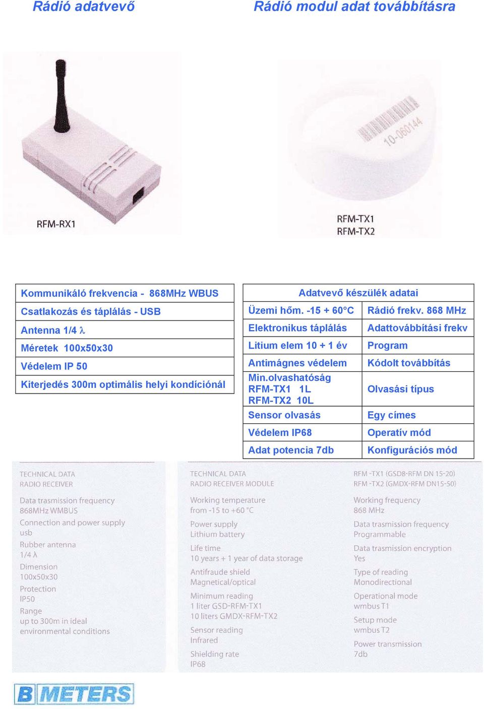 -15 + 60 C Elektronikus táplálás Litium elem 10 + 1 év Antimágnes védelem Min.