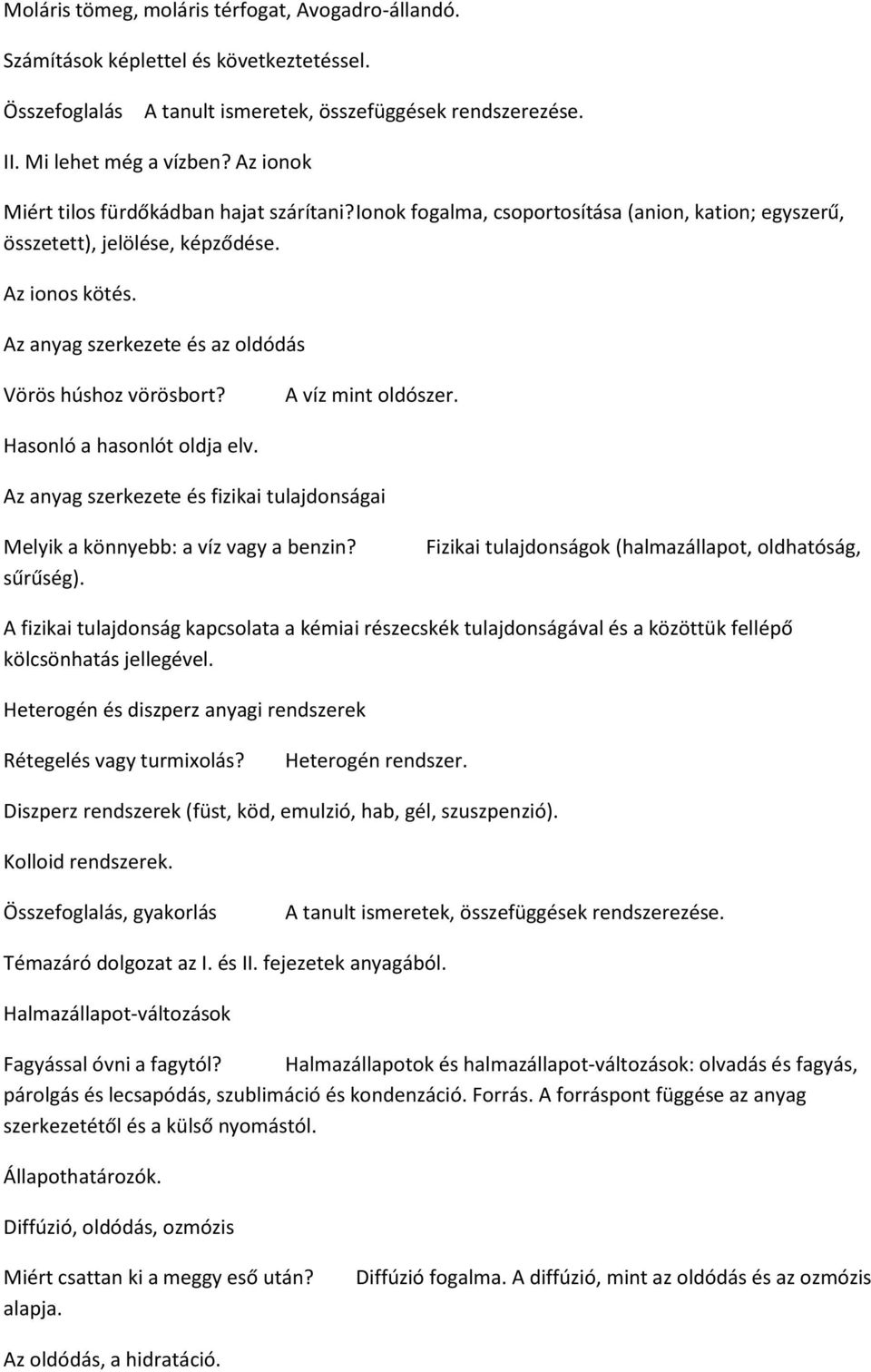 Hasonló a hasonlót oldja elv. Az anyag szerkezete és fizikai tulajdonságai Melyik a könnyebb: a víz vagy a benzin? sűrűség).